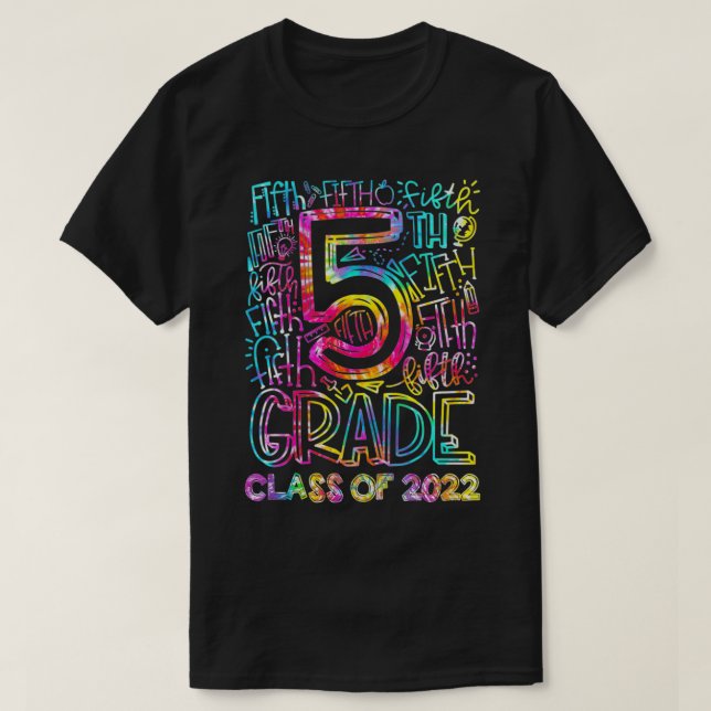 T-shirt Kids Tie Dye Diplômé de 5e année de niveau supérie (Design devant)