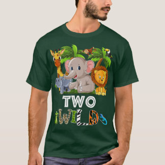 T-shirt Kids Two Wild Zoo Theme Birthday Safari Jungle Mat