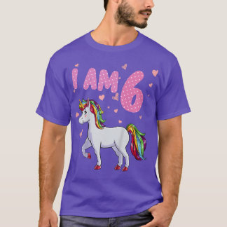 T-shirt Kids Unicorn Girl 6th Birthday 6 Years Old Girls U
