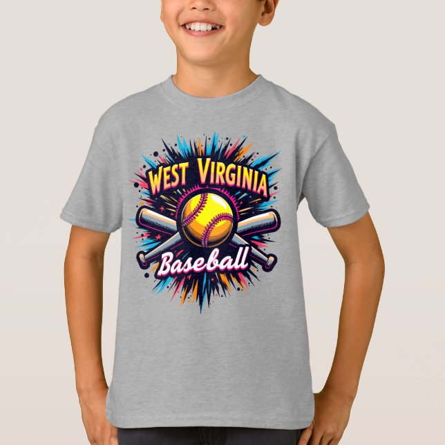 T-shirt Kids West Virginia Baseball (Devant)