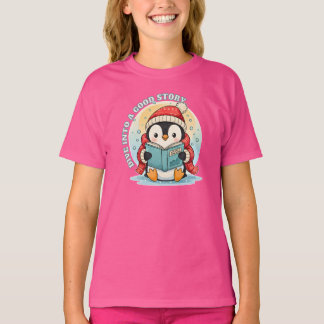 T-shirt Kids' Wow Pink Reading Penguin Storytime Cotton Te