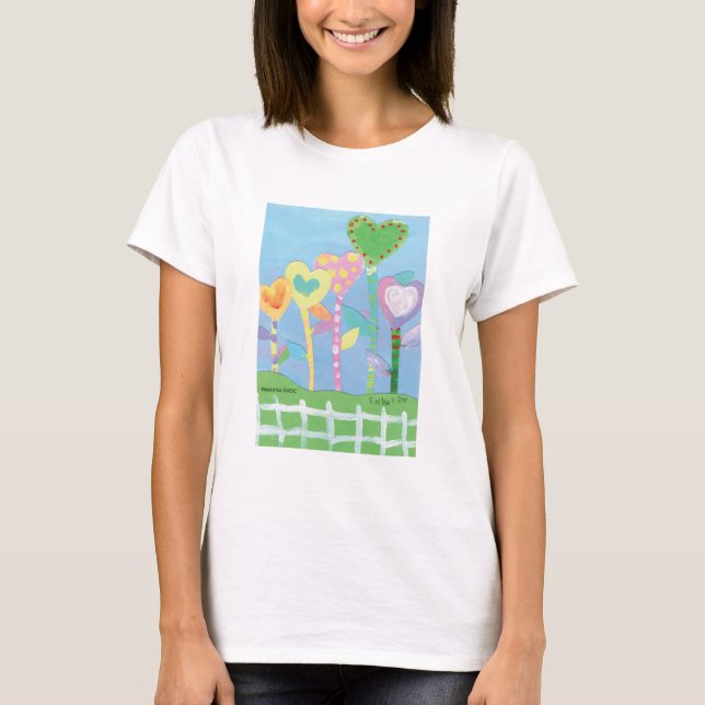 T-shirt KidsArt for CHOC - Coeurs avec clôture de poche (Devant)