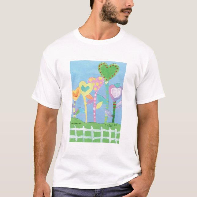 T-shirt KidsArt for CHOC - Coeurs avec clôture de poche (Devant)