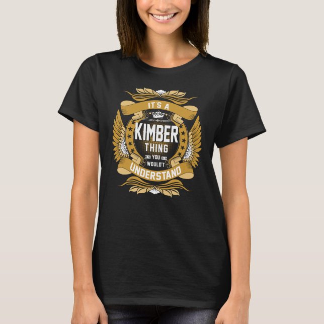 T-shirt KIMBER Nom, KIMBER nom de famille crête (Devant)