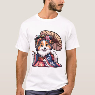 T-shirt Kimono pour chien Shetland Sheepdog