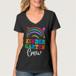 T-shirt Kinder Crew Kindergarten Crew Teacher Cute Rainbo