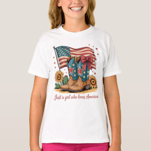 T-Shirt-Kinder Patriotisches Cowgirl-T-Shirt T-Shirt