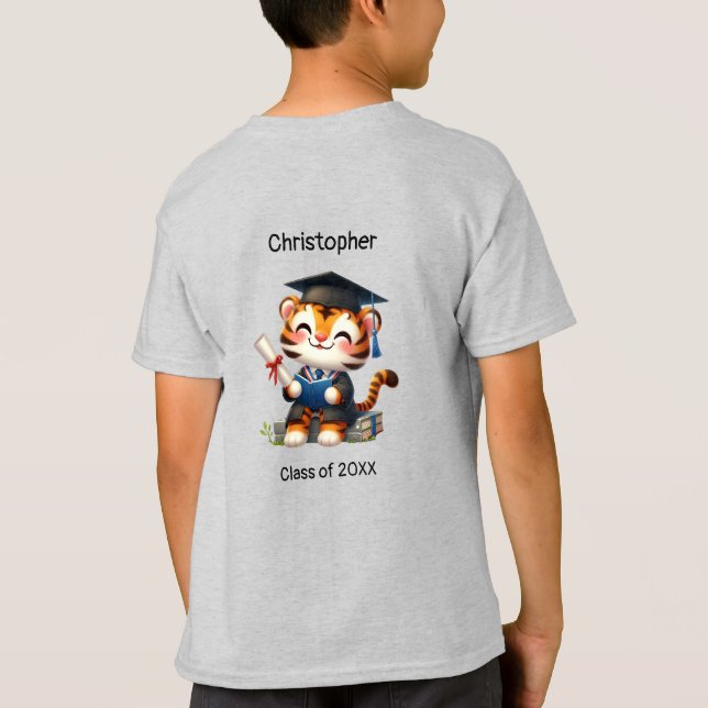 T-shirt Kindergarten Boy Graduate Name Cute Tiger (Dos)