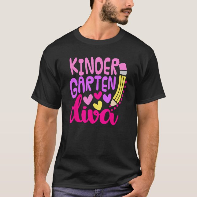 T-shirt Kindergarten Diva Girls First Day Of Kindergarten (Devant)