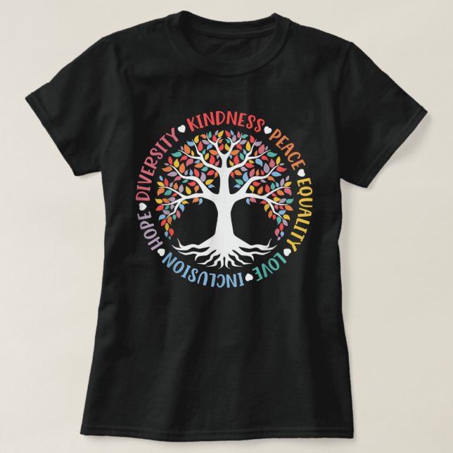 T-shirt Kindness Paix Égalité Amour Inclusion Diversité (Design devant)