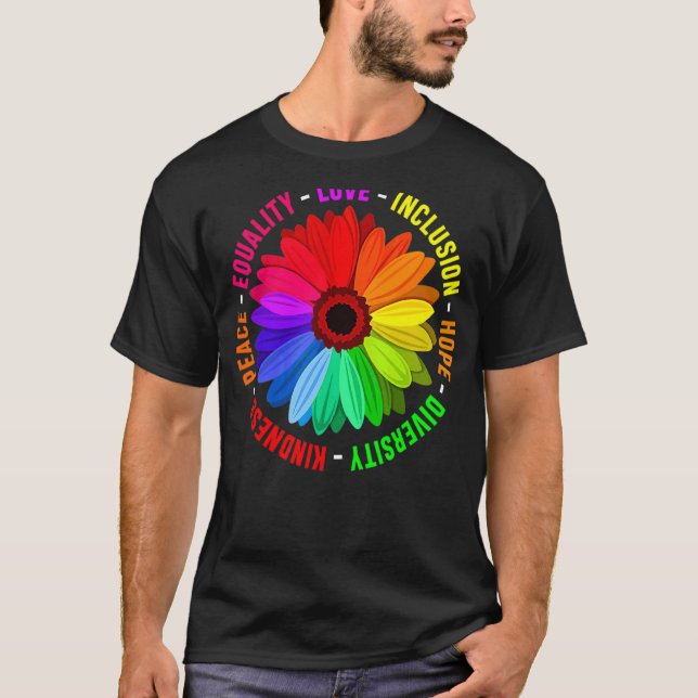T-shirt Kindness Peace Equality Love Inclusion Hope Divers (Devant)