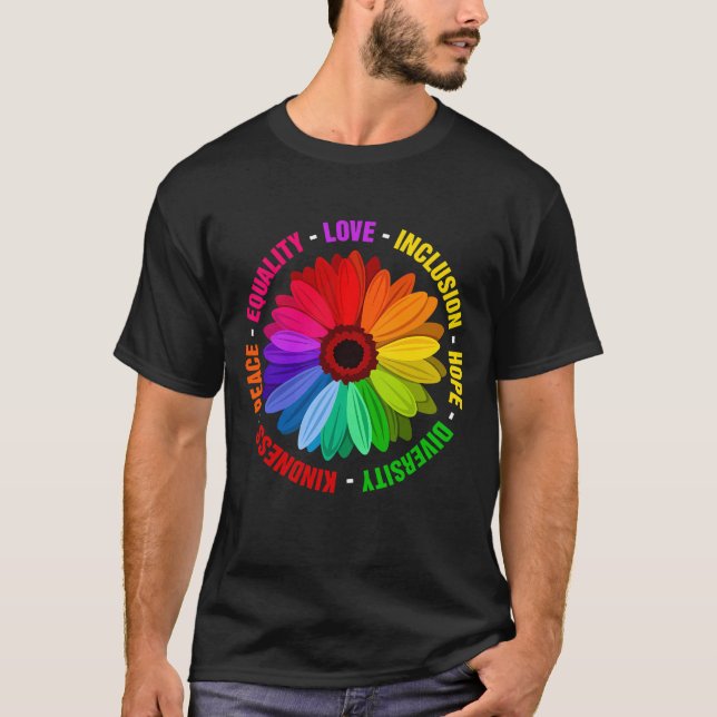 T-shirt Kindness Peace Equality Love Inclusion Hope Divers (Devant)