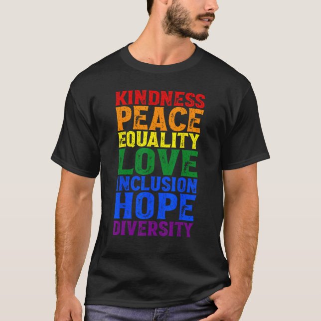 T-shirt Kindness Peace Equality Love Inclusion Hope Divers (Devant)