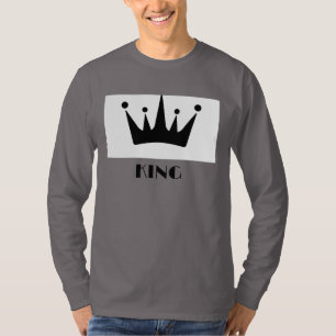 T-shirt King Custom Text Couronne Image Fumée Gris Long Sl