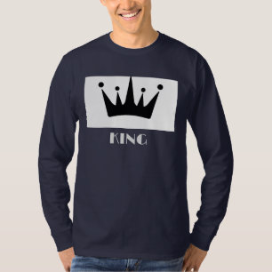 T-shirt King Custom Text Couronne Image Marine Blue Long S
