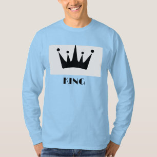 T-shirt King Custom Texte Couronne Image Bleu clair Long S