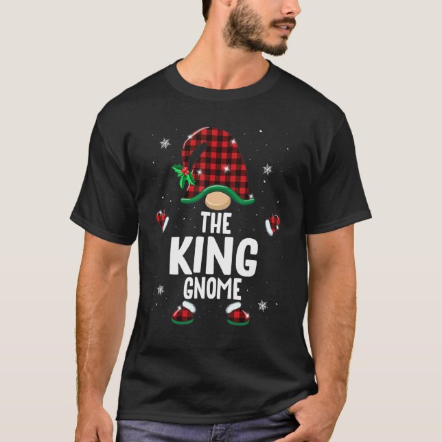 T-shirt King Gnome Buffalo Plaid Matching Family Christmas (Devant)