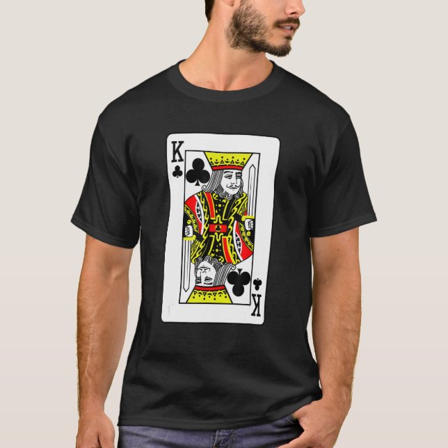 T-shirt King Of Clubs Poker Card Games Playing Cards Black (Devant)