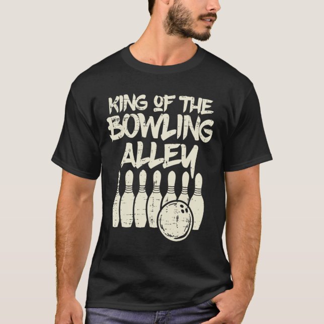 T-shirt King Of The Bowling Alley Bowler Papa Hommes Garço (Devant)