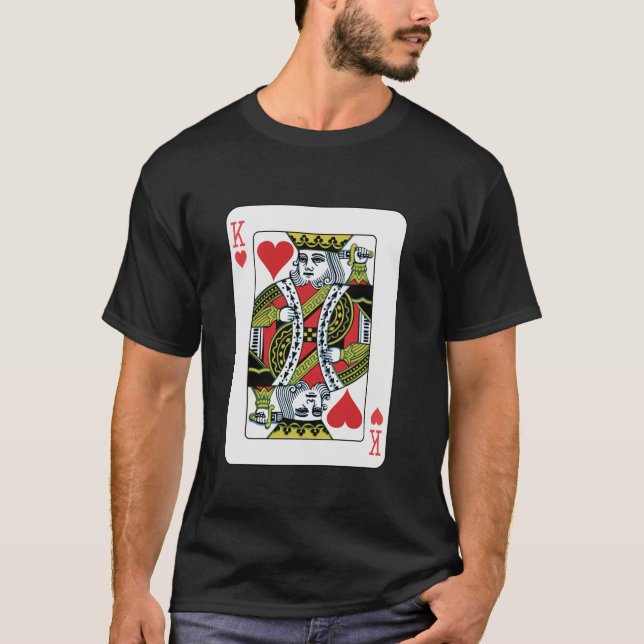 T-shirt King of the Hearts Jouer carte Poker long manche (Devant)