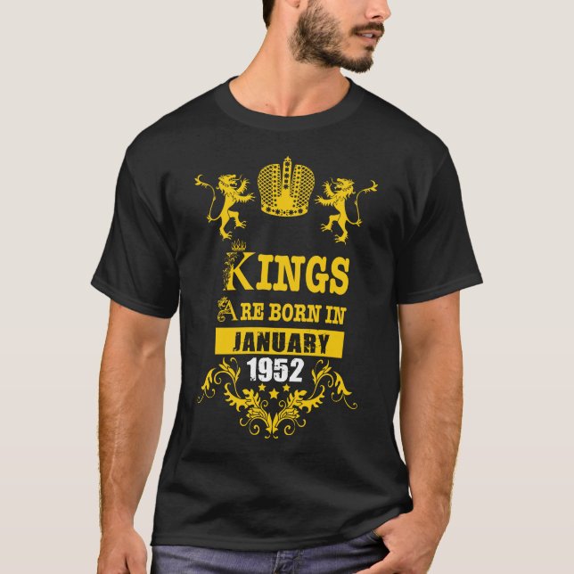 T-shirt Kings sont nés en Janvier 1952 Essential Gift (Devant)