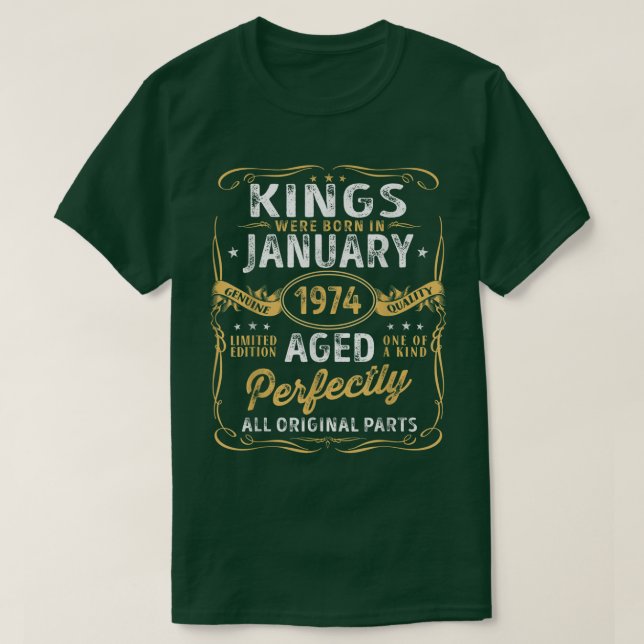 T-shirt Kings Sont Nés En Janvier 1974 Limited Edition Vin (Design devant)