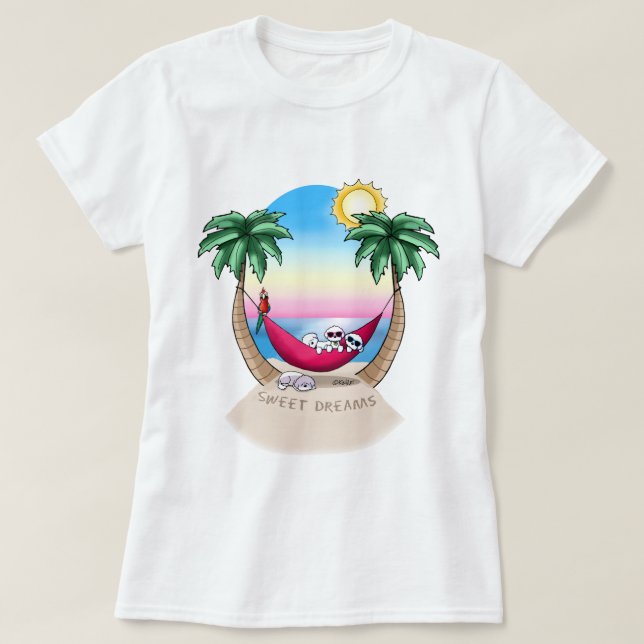 T-shirt KiniArt Bichon Frise Tropical Fun (Design devant)