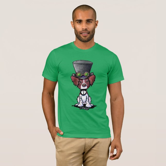 T-shirt KiniArt Brittany Chien Steampunk Tophat (Devant entier)