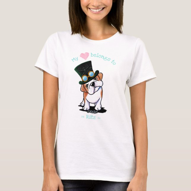 T-shirt KiniArt Bulldog Mon coeur appartient (Devant)