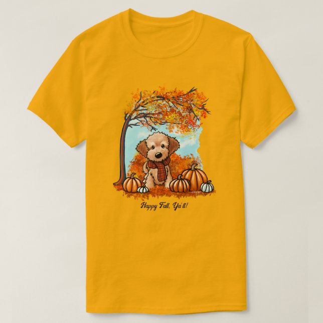 T-shirt KiniArt Goldendoodle Pup Automne (Design devant)