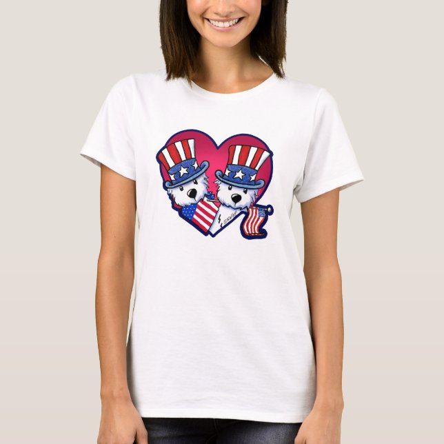 T-shirt KiniArt USA Patriotic Westies (Devant)