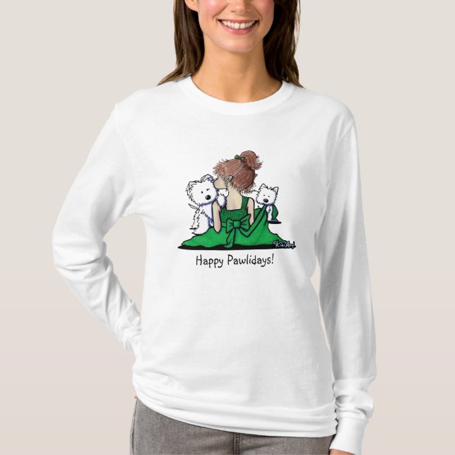 T-shirt KiniArt Westie Christmas Kisses (Devant)