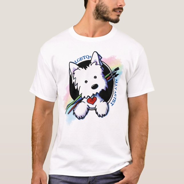 T-shirt KiniArt Westie LGBTQ+ Artiste allié (Devant)