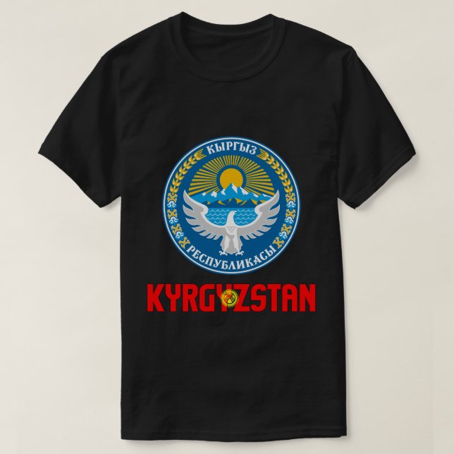 T-shirt Kirghizistan Drapeau et blason Patriotique (Design devant)
