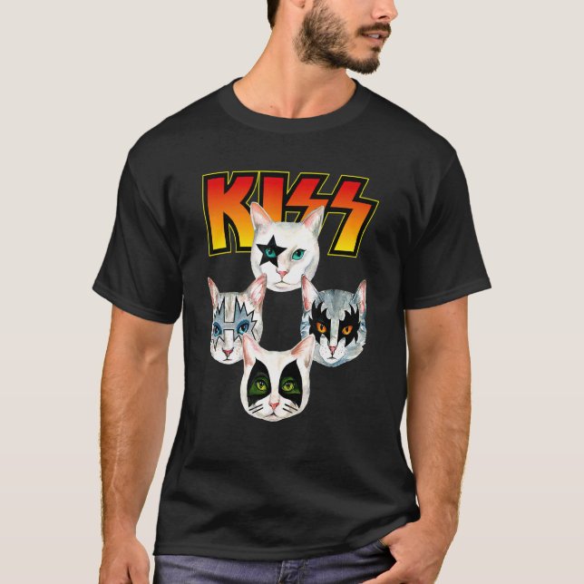 T-shirt Kiss Cute Chat Maman Kitten Chats Rock (Devant)