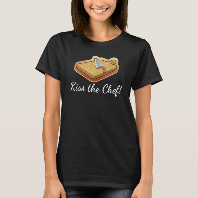 T-shirt Kiss Le Chef Cuisinier Cuisinière Cuisine Couteau (Devant)