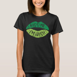 T-shirt Kiss Me I m Irish Green Lips St Patrick s Day Vint