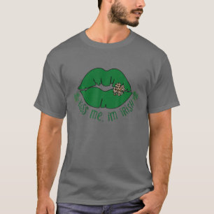 T-shirt Kiss Me I m Irish Lips Leprechaun St Patrick Day S