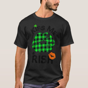 T-shirt Kiss Me I M Irlandais Buffalo Plaid Lièvres Clover