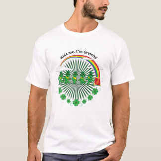 T-shirt Kiss Me I'm Grateful Leprechauns Rainbow St Patric