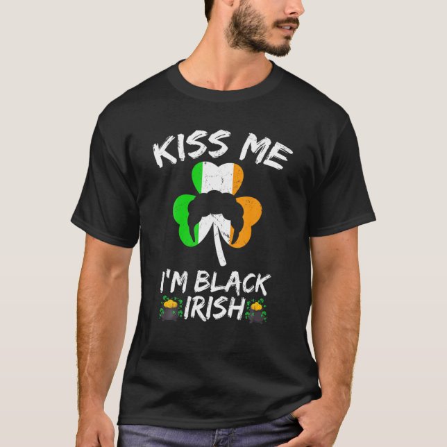 T-shirt Kiss Me Je suis Black Irish St. Patrick's Day (Devant)