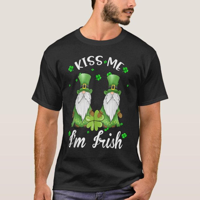 T-shirt Kiss Me Je suis Irlandais Gnome Shamrock C Saint P (Devant)