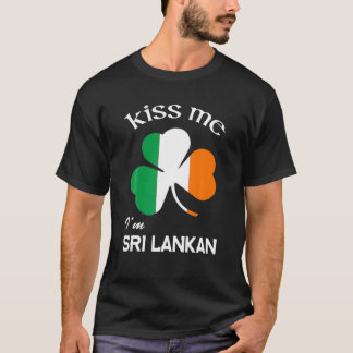 T-shirt Kiss Me Je suis Sri Lankaise Shamrock Sri Lanka St