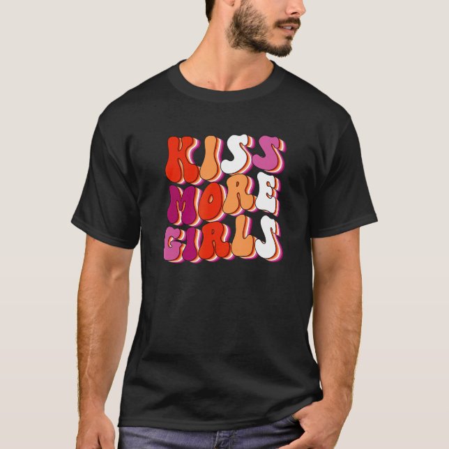 T-shirt Kiss More Girls Lesbian Pride Flag LGBTQ Pride Mon (Devant)