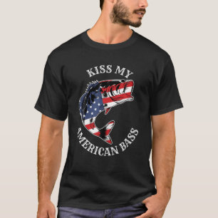 T-shirt Kiss My American Bass - Funky Fishing Redneck Part