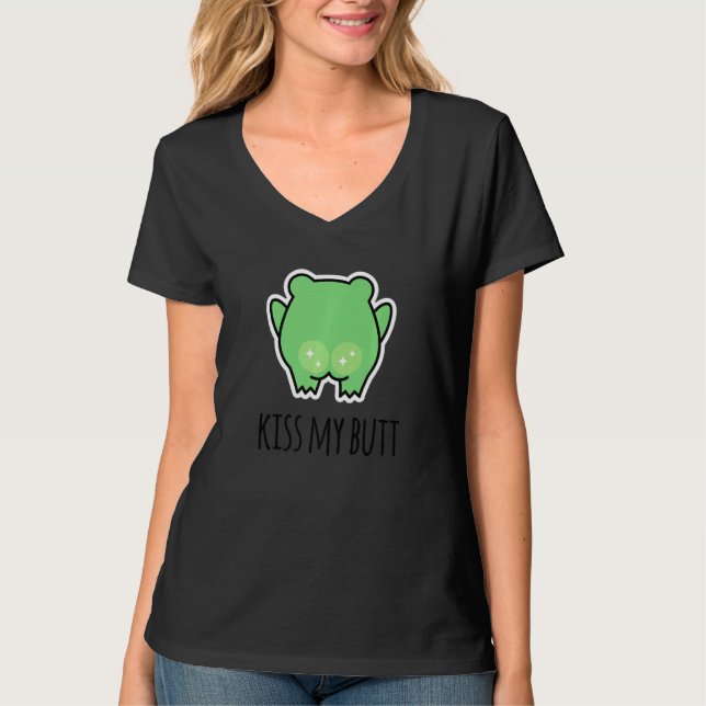 T-shirt Kiss My Butt Green Frog (Devant)