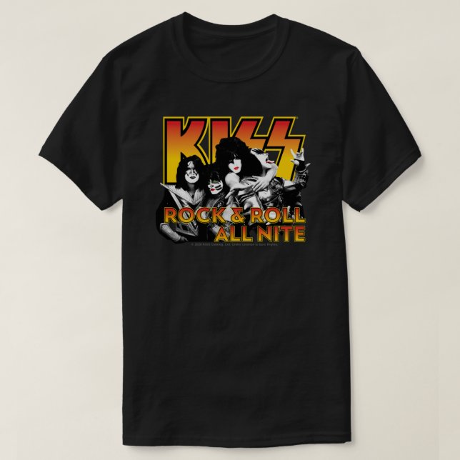 T-shirt KISS Rock Band Rock Rock & Roll All Nite Spaceman  (Design devant)