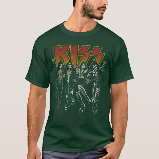 T-shirt KISS Unise Adult Black Cartoon retro (Devant)