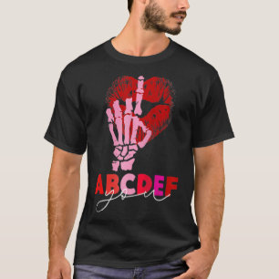 T-shirt Kissy Lips Skeleton Main ABCDEF-You Funny Valentin