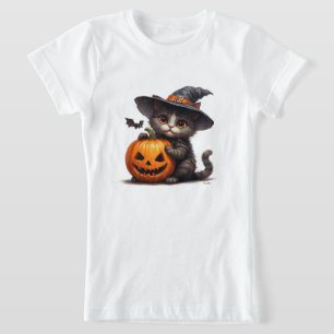 T-Shirt Kit adorable avec chapeau de sorcière et citrouill